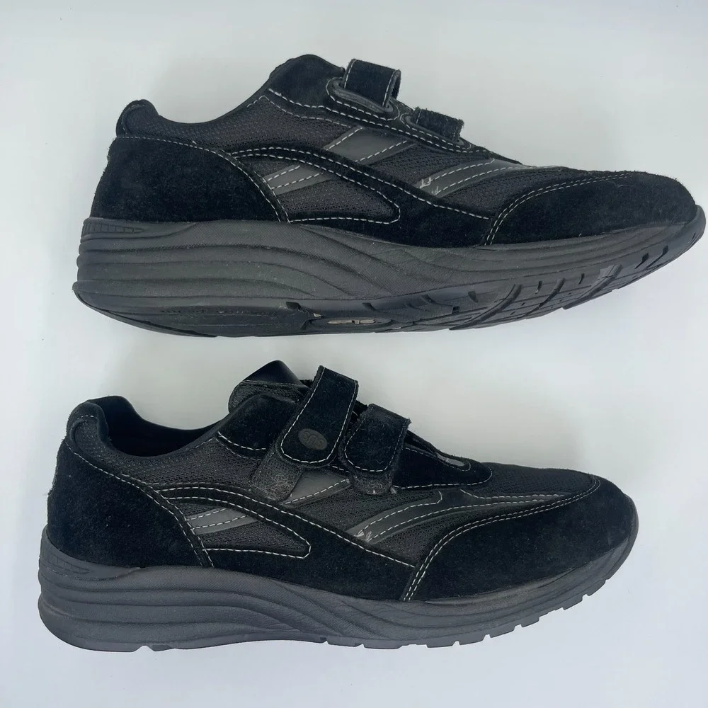 SAS JV Men's 12S Black Leather Mesh Walking Shoes Tripad Comfort